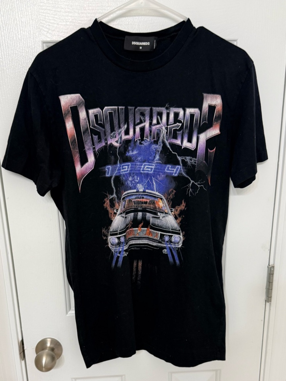 DSQUARED2 Black Graphic Car Print Short Sleeve Tee